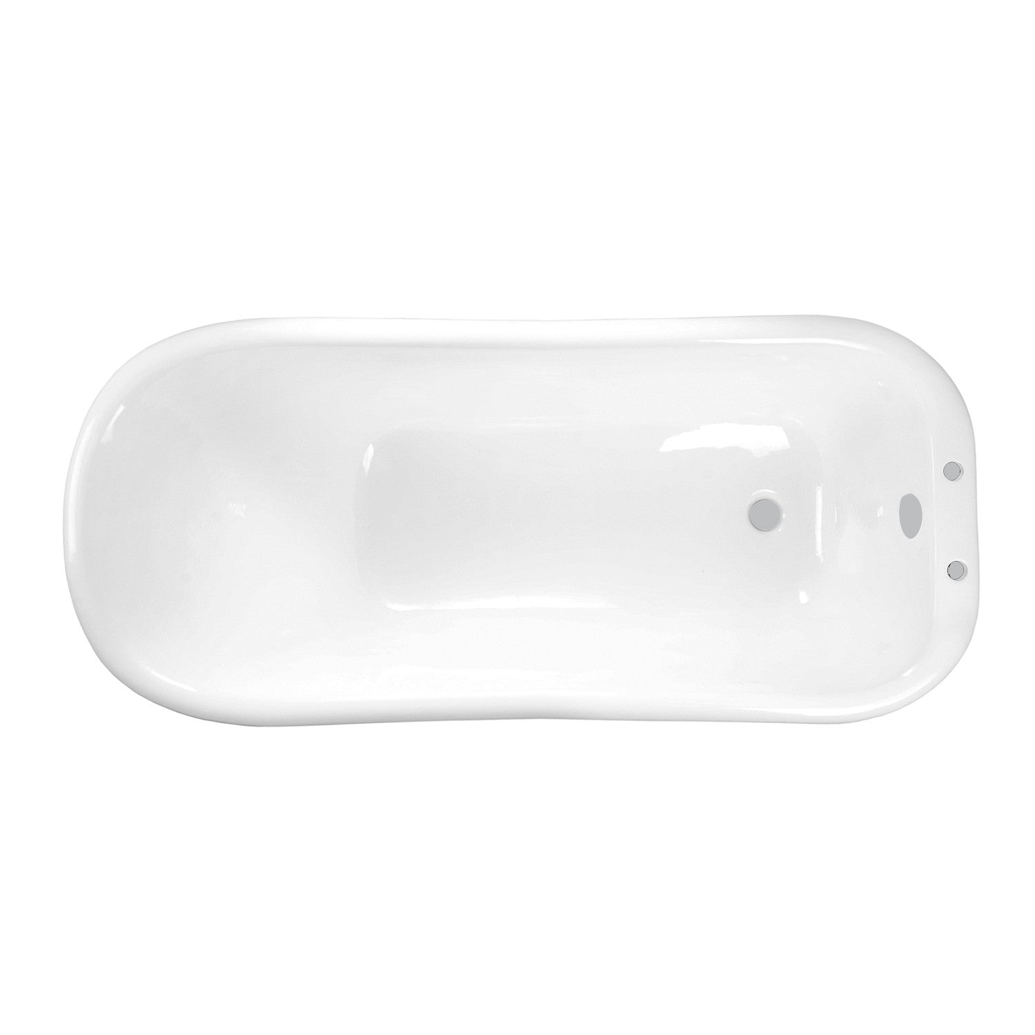 Aqua Eden 66 Inch White Cast Iron D-Shaped Single Slipper Pedestal Bathtub with 7-Inch Faucet Drillings - Freestanding Soaking Tub for Luxury Bathroom & Spa Relaxation