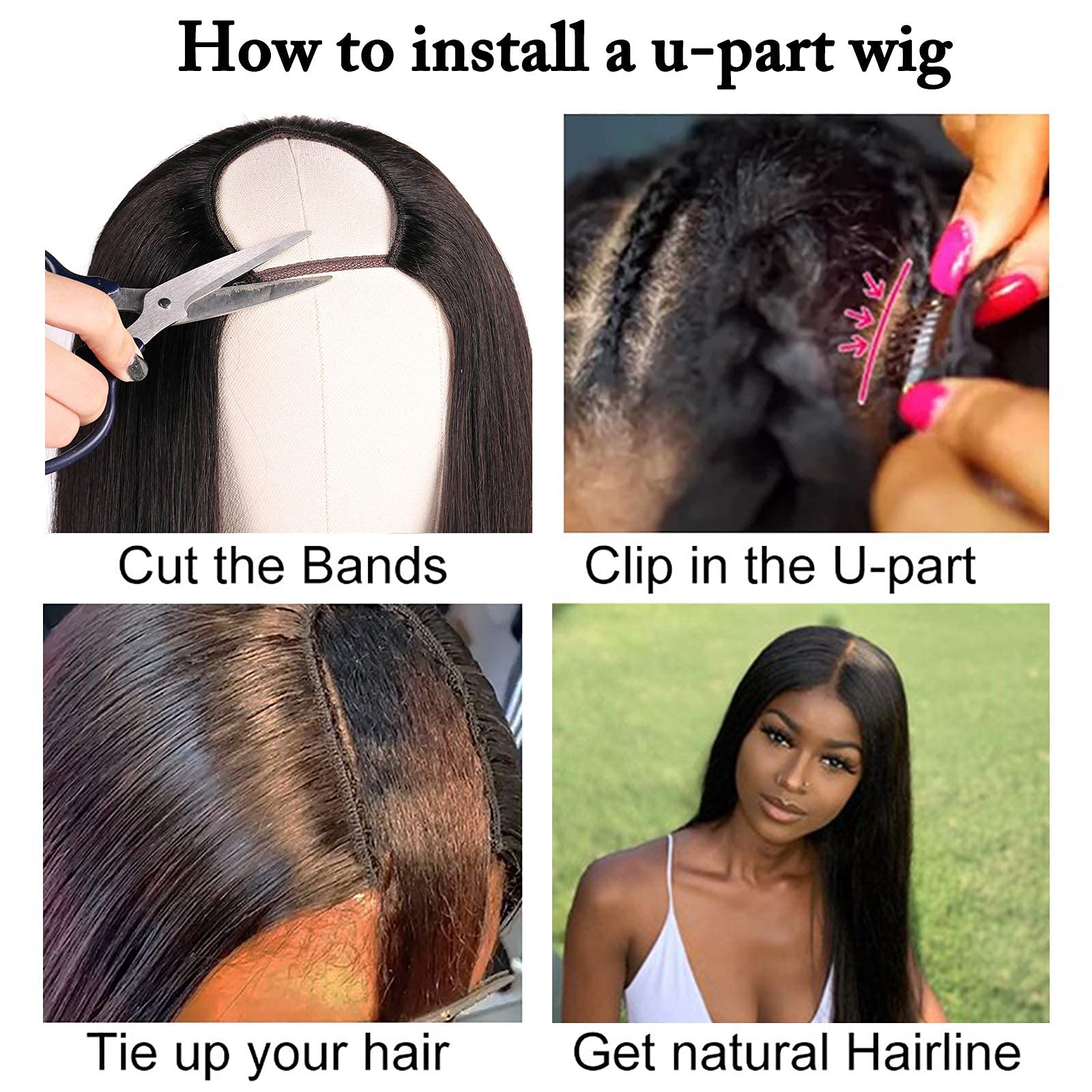 huarisi Deep Wave U Part Human Hair Wigs for Black Women - 150% Density Glueless Brazilian Virgin Hair - Full Head Clip-in Half Wig - U Shape Natural Color 18 inch - Perfect for Daily Wear, Parties & Special Occasions