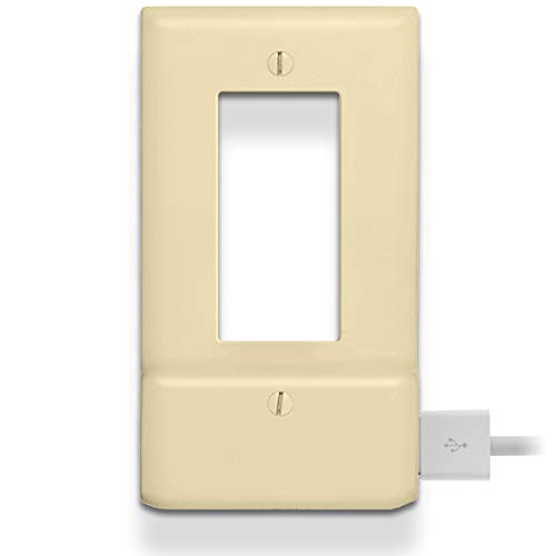 SnapPower USB Charger Outlet Wall Plate Cover - 5 Pack Ivory Decor - No Wires or Batteries Needed - Easy 5-Second Installation - Perfect for Bedrooms, Living Rooms & Offices (Not for GFCI Outlets)