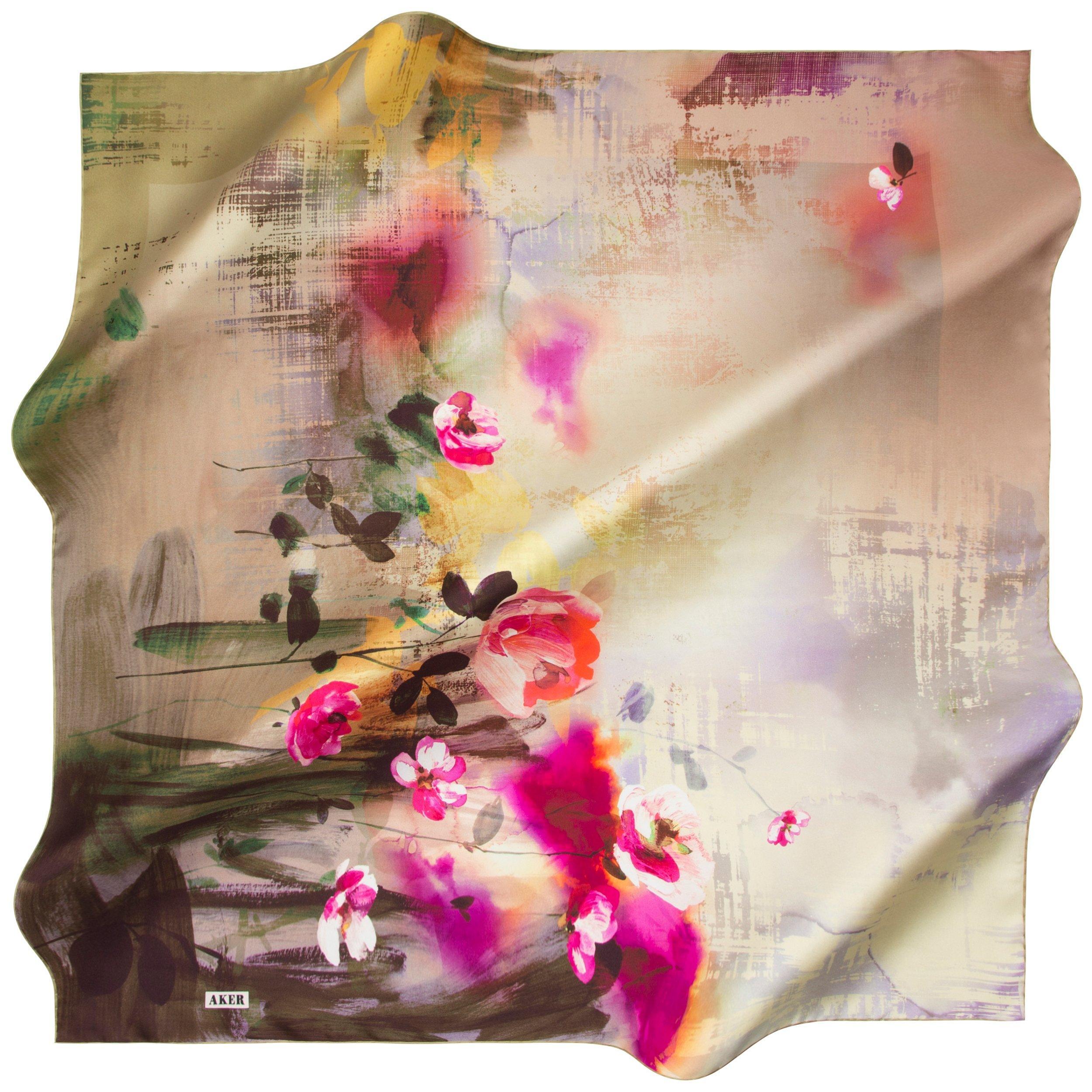 Aker Watercolor Silk Hair Wrap No. 51 - Soft & Luxurious Hair Scarf for Women, Perfect for Sleeping, Travel & Styling