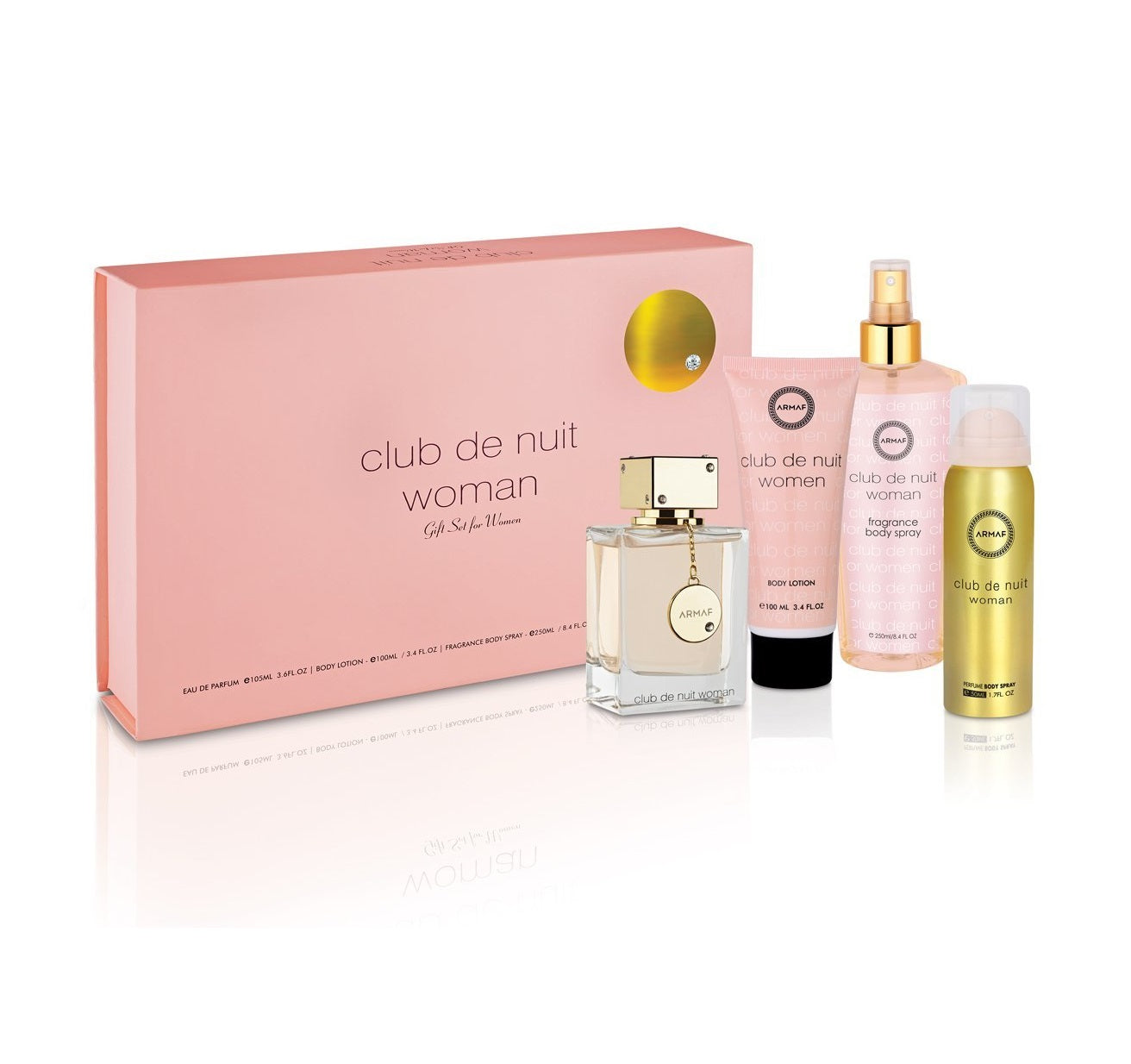 Armaf Club De Nuit Classic 4-Piece Gift Set for Women - 105ML EDP Spray + 100ML Body Lotion + 50ML Perfume Body Spray + 250ML Fragrance Body Spray - Perfect for Gifts, Special Occasions & Daily Luxury Fragrance Routine