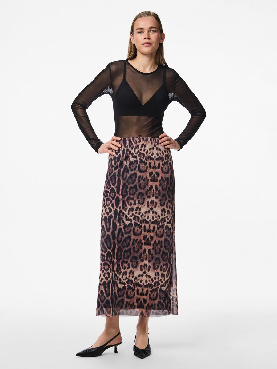 Ada High Waist Ankle Skirt - Black Leopard Print | Women's Fashion Stretch Pencil Skirt for Office, Party & Casual Wear