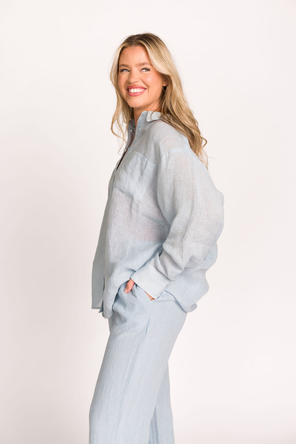 Stylish Pip Wide Leg Linen Pants in Light Blue - Comfortable Summer Casual Wear for Women | Perfect for Beach, Vacation & Everyday Outfits