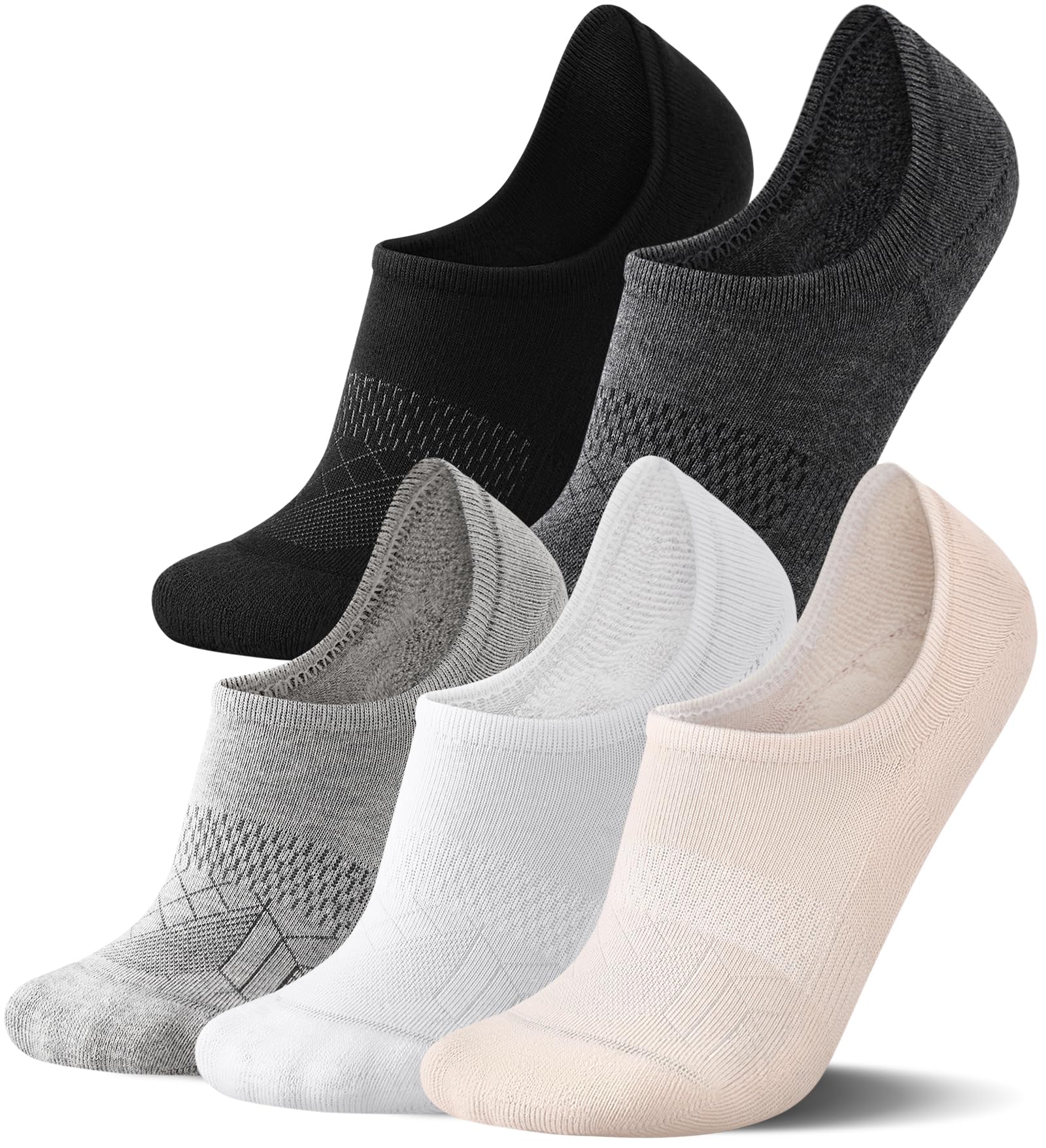 FITRELL Women's No Show Socks - Cotton Cushioned Athletic Invisible Socks (5-8 Pairs) for Running & Sneakers