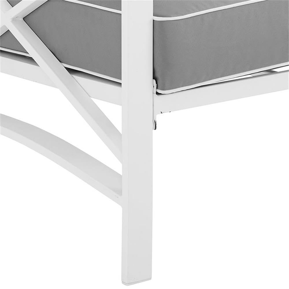 Gray and White Traditional Patio Loveseat - Outdoor Garden Furniture for Relaxing in Backyard, Porch or Balcony