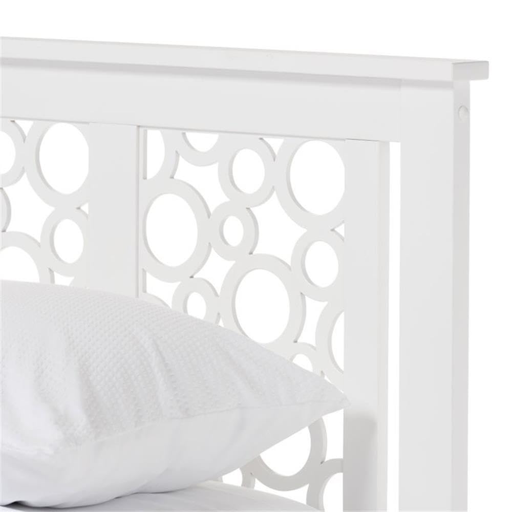 Allora Mid Century Modern Rubberwood Queen Size Platform Bed Frame - White | Solid Wood Bed with Storage Underneath | Perfect for Small Spaces & Minimalist Bedrooms