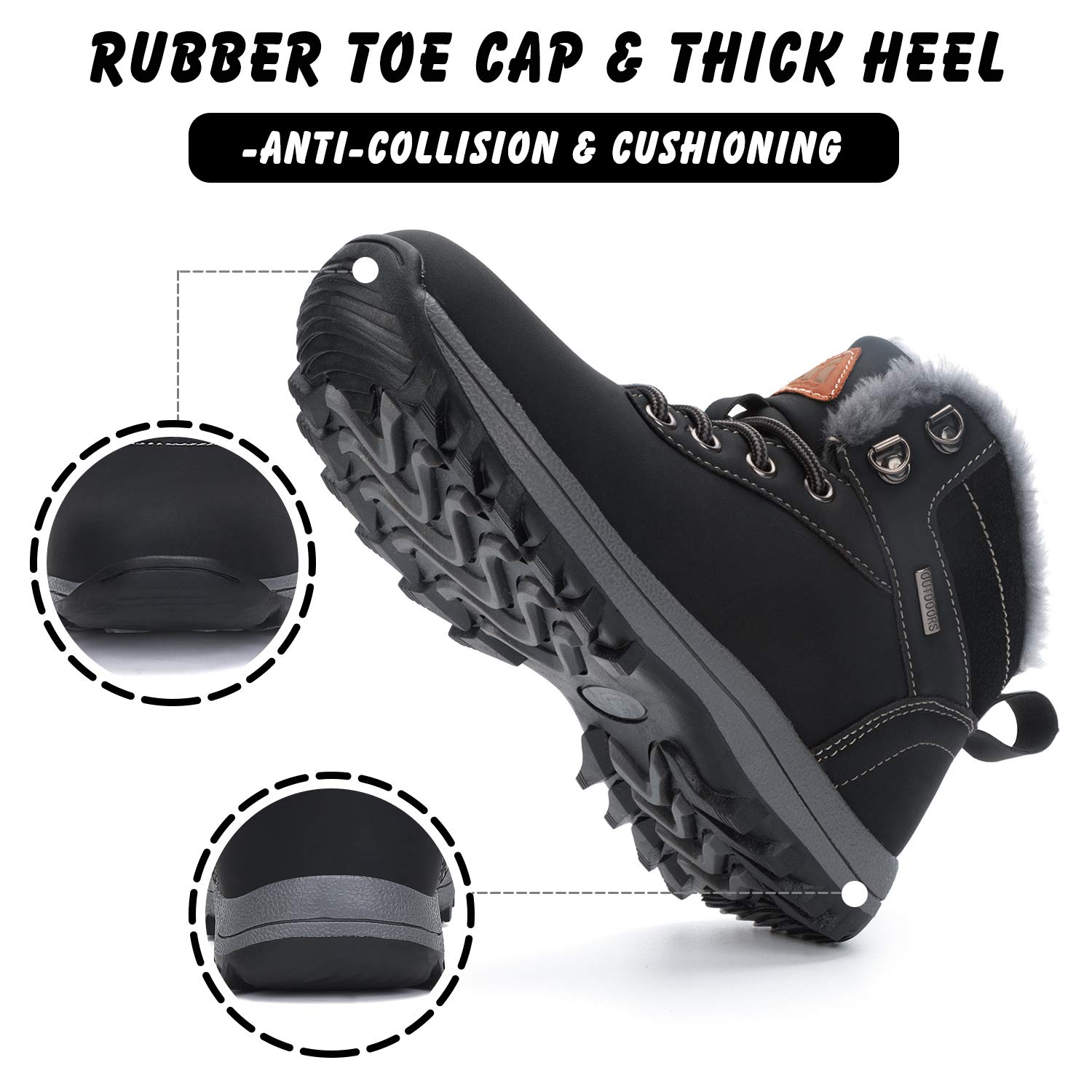 Mishansha Kids Winter Snow Boots - Waterproof Hiking Boots for Boys & Girls, Fur Lined Warm Snow Shoes for Cold Weather Outdoor Activities - Perfect for Snow Play, Winter Hiking & School Commute