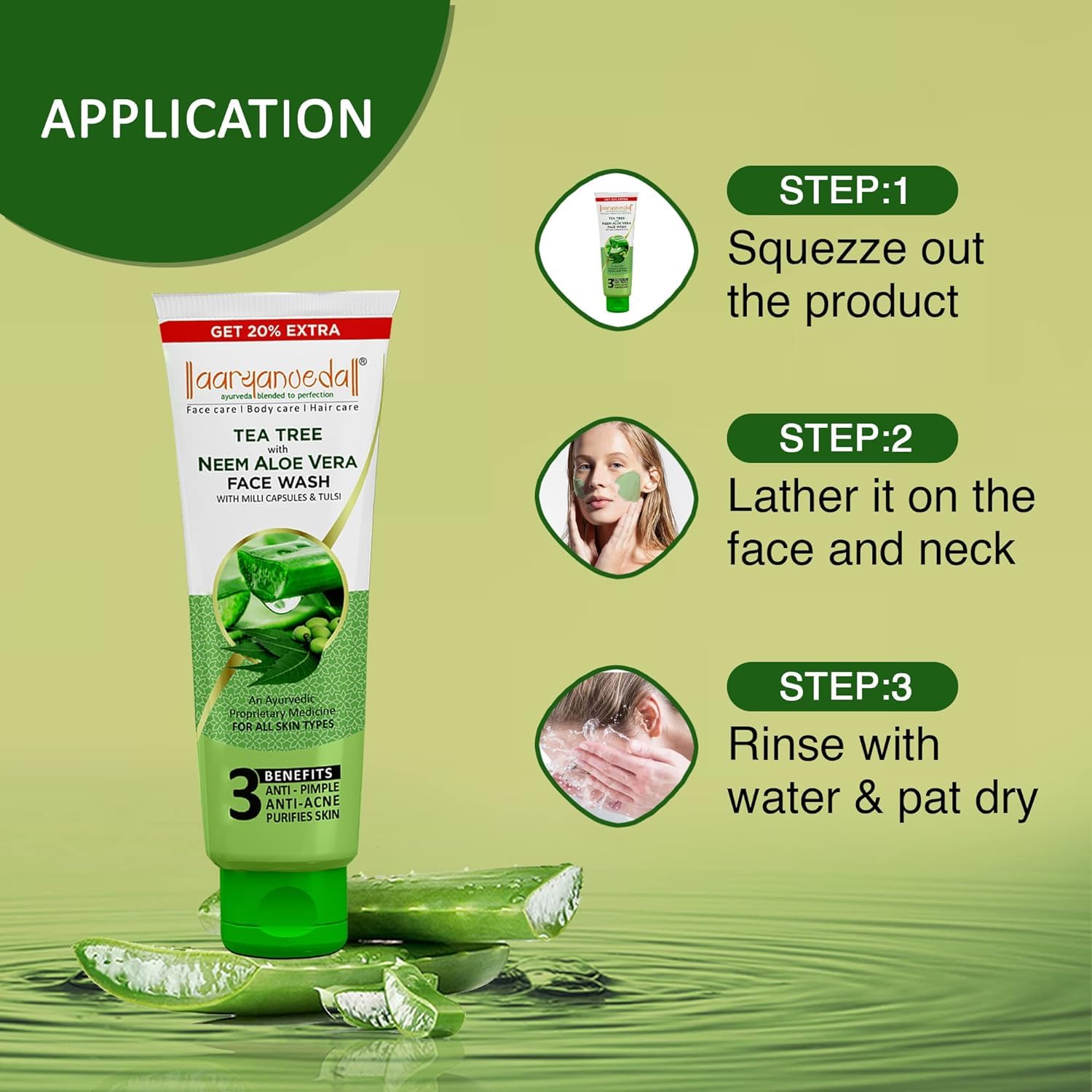 Aryanveda Tea Tree & Whitofair Face Wash Duo - 120 Gm Each, Pack of 2 with Neem & Aloe Vera Extracts for Acne-Prone Skin - Perfect for Daily Cleansing & Brightening Routine