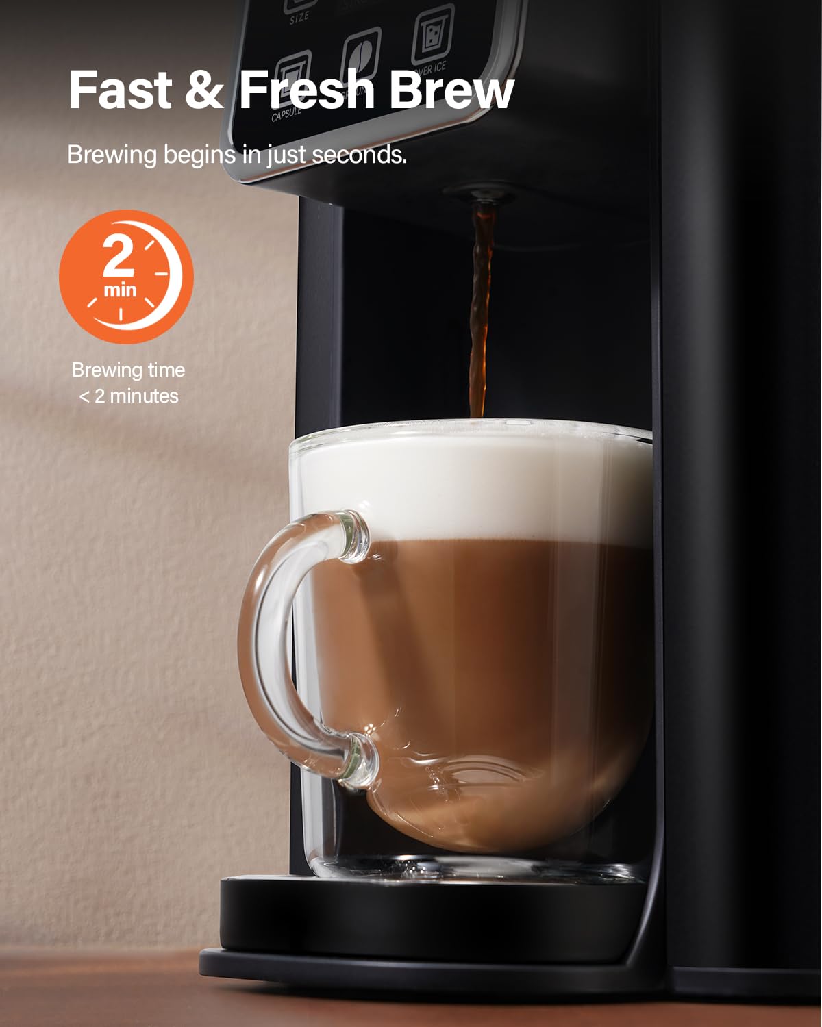 SHARDOR Single Serve Coffee Maker for K-Cup Pods & Ground Coffee - Hot & Iced Coffee Machine with 6-14 oz Brew Sizes, 50 oz Removable Water Tank & Bold Brew Setting - Stainless Steel Black - Perfect for Home, Office or Dorm Room Coffee Brewing