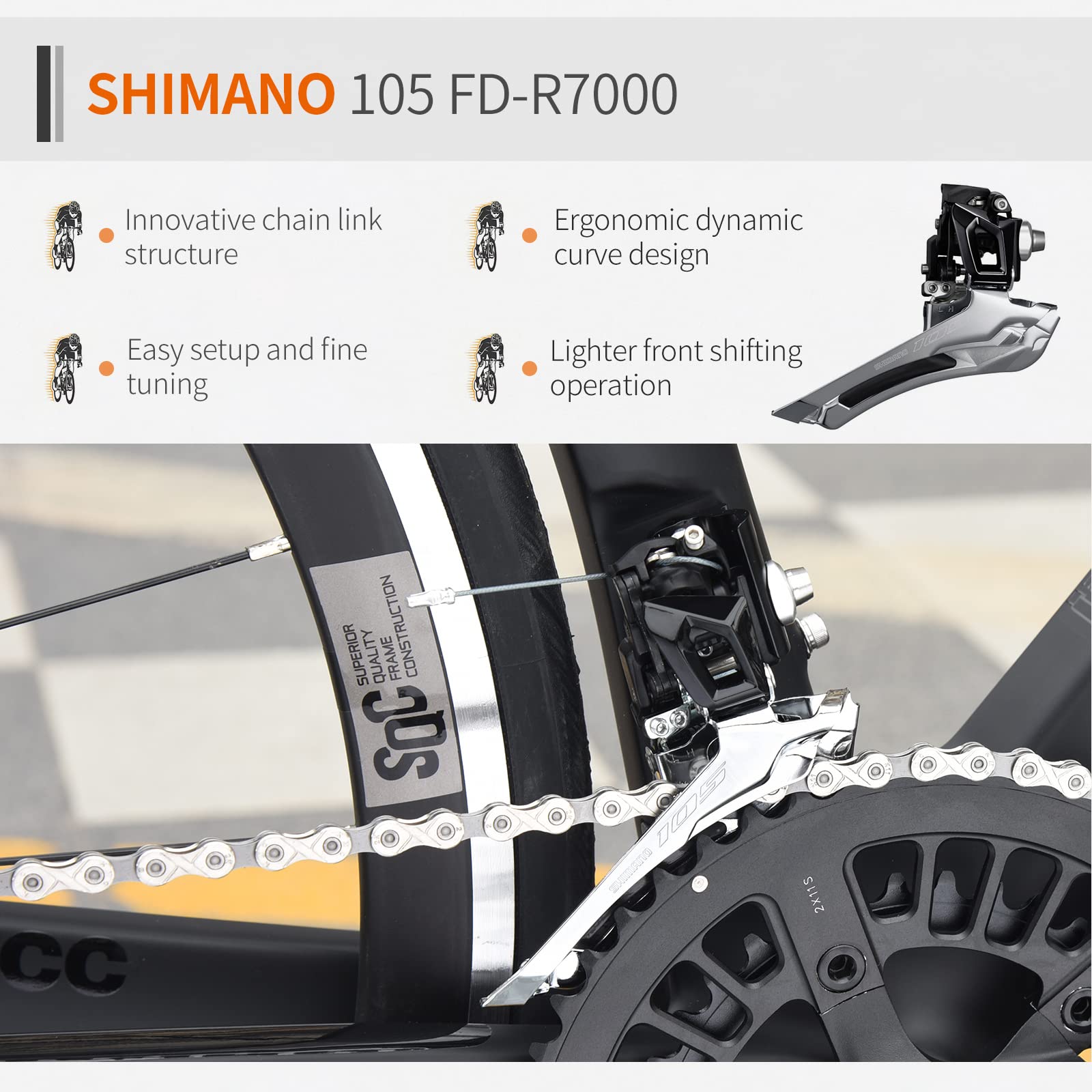 SAVADECK Windwar 5.0 Carbon Fiber Road Bike - 700C Racing Bicycle with Shimano 105 22-Speed Groupset & 25C Tires | Ultra-Lightweight Carbon Frame for Men & Women | Perfect for Road Racing, Commuting & Fitness Cycling