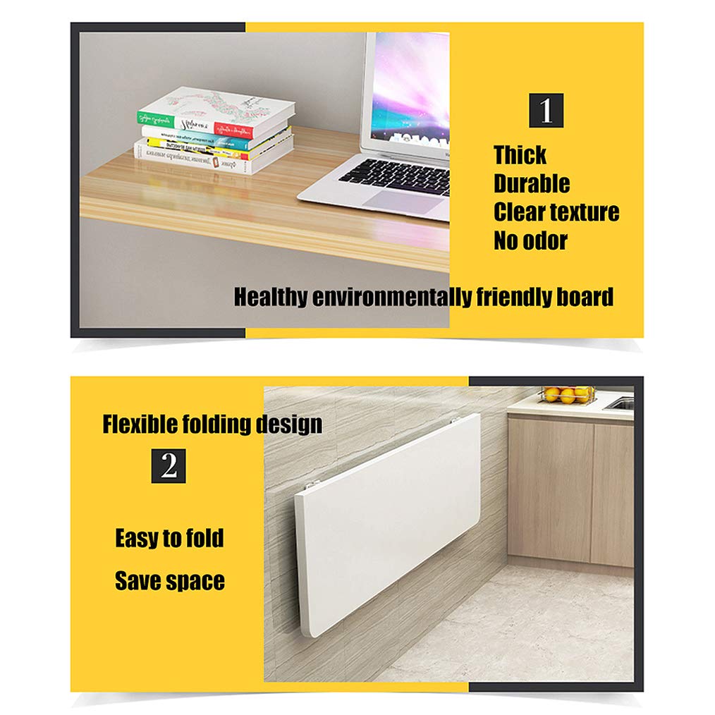 Floating Drop-Leaf Folding Desk - Space Saving Wall Mounted Hanging Table for Kitchen, Study, Bedroom, Bathroom, Office or Balcony - Perfect for Small Apartments, Dorms & Tiny Homes