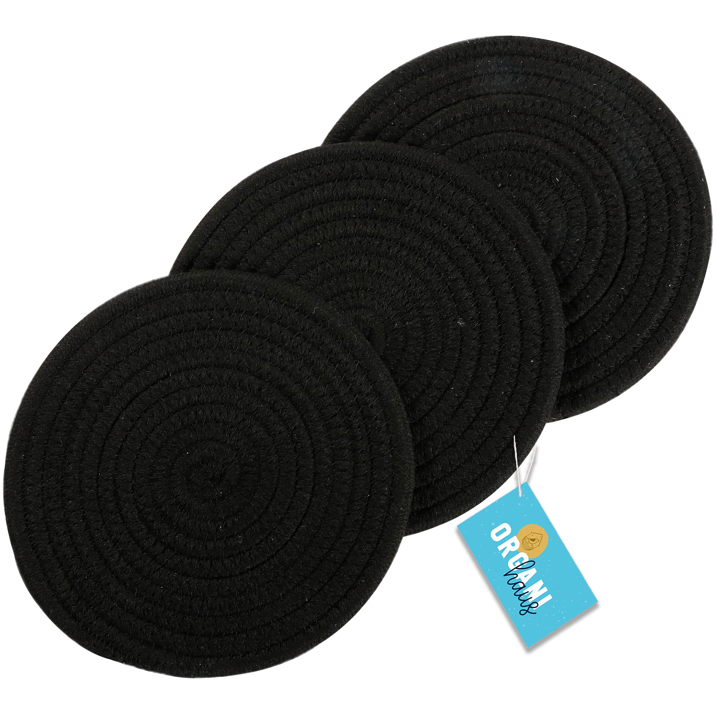OrganiHaus 3-Pack Black Trivets for Hot Pots & Pans - Kitchen Counter Protectors for Dining & Serving