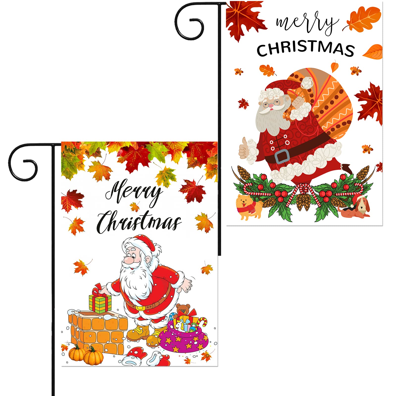 2 Pack Double Sided Christmas Garden Flags - 12