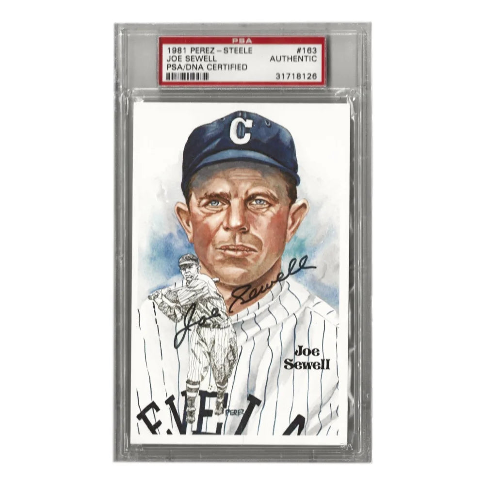 Joe Sewell Autographed 1981 Perez Steele #163 Postcard with PSA COA - Cleveland Indians Memorabilia for Baseball Fans & Collectors