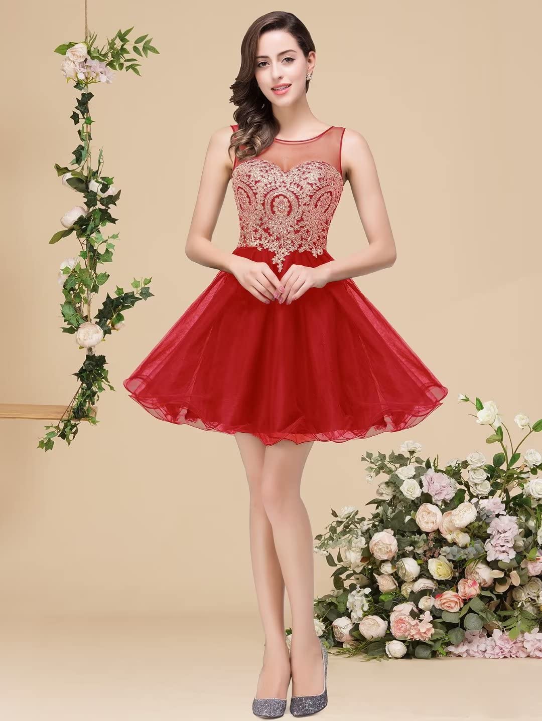 MisShow 2024 Women's Sparkling Crystal Cocktail Dress | Elegant Applique Short Prom & Homecoming Party Gown | Perfect for Evening Events, Wedding Guest & Special Occasions