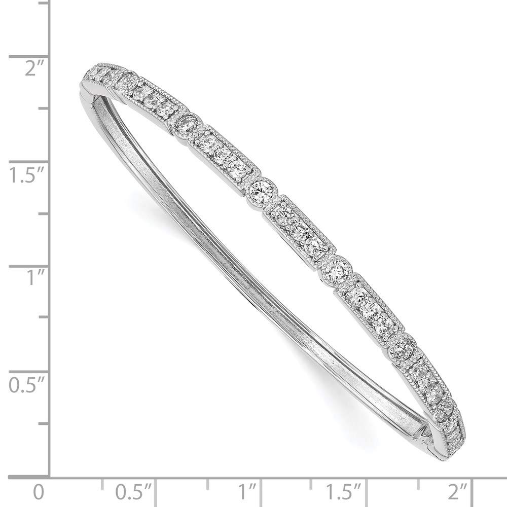 925 Sterling Silver Cubic Zirconia Hinged Bangle Bracelet for Women - Elegant Fine Jewelry Gift for Her (7 Inch) - Perfect for Weddings, Anniversaries & Special Occasions