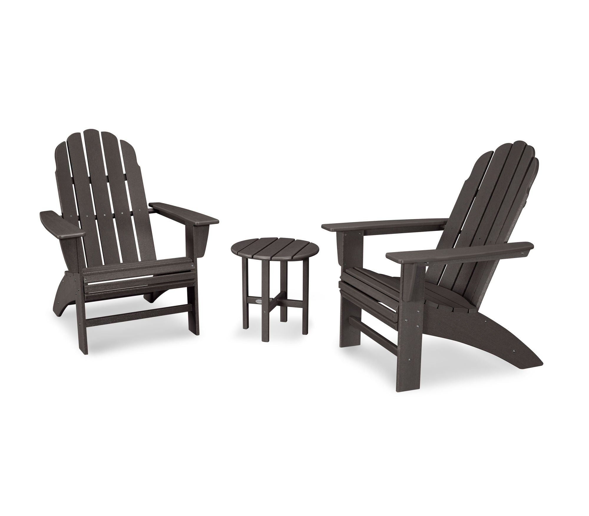 POLYWOOD Vineyard 3-Piece Curveback Adirondack Chair Set - Outdoor Patio Furniture for Garden, Poolside & Backyard Relaxation