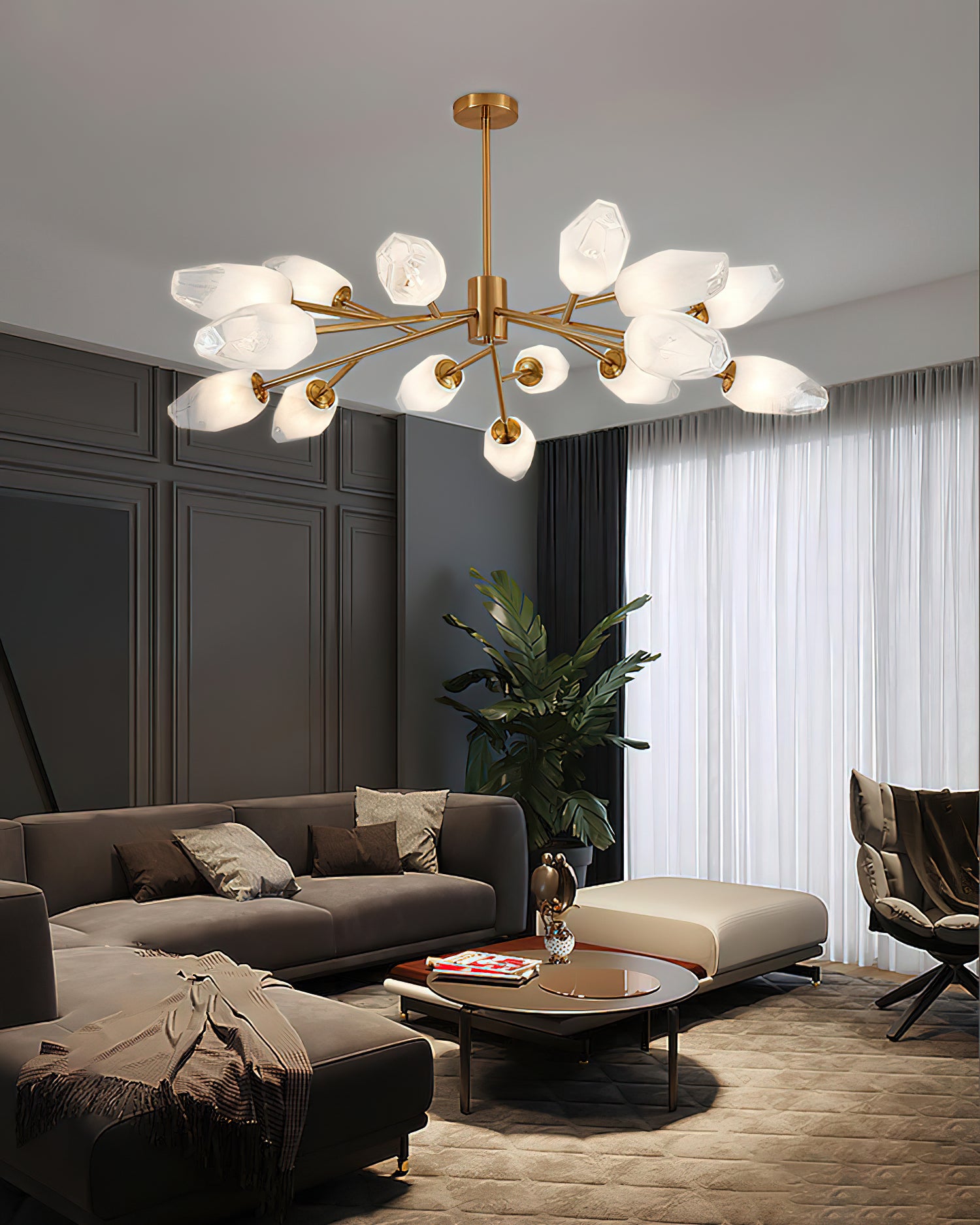Elegant Glass Awl Chandelier - Modern Crystal Ceiling Light Fixture for Dining Room, Bedroom & Living Room Decor