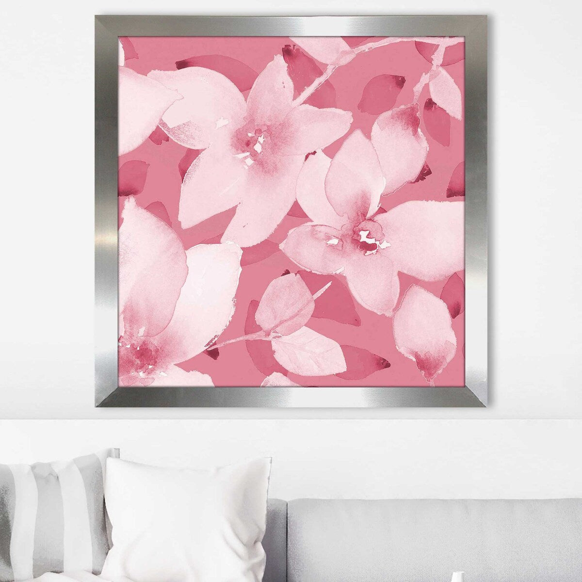 Blooming Pink Whispers II Square Acrylic Wall Art - Modern Home Decor for Living Room, Bedroom & Office