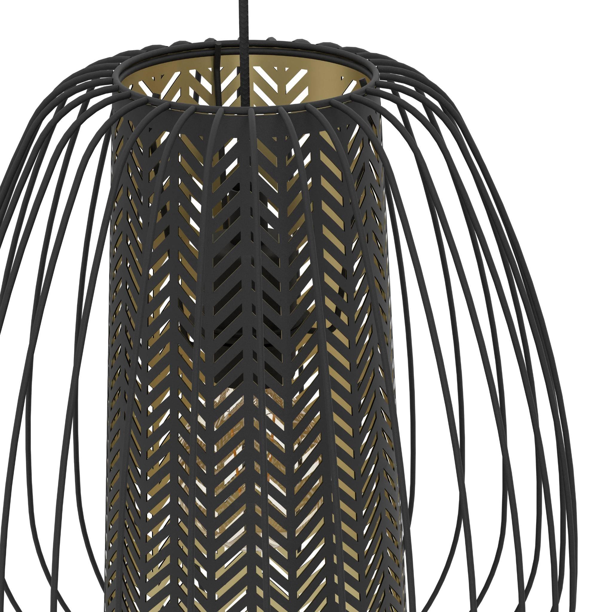 Eglo Curasao 3-Light Black Wire & Fabric Ceiling Pendant Light Fixture - Modern Dining Room, Kitchen Island or Bedroom Lighting