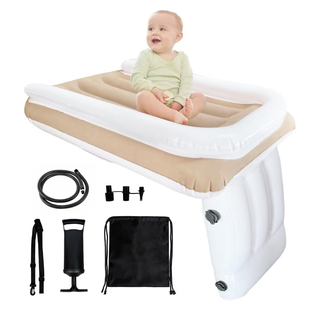 Toddler Travel Bed for Airplane & Car - Portable Airplane Seat Extender with Safety Belt | Perfect for Long Flights, Road Trips & Train Rides