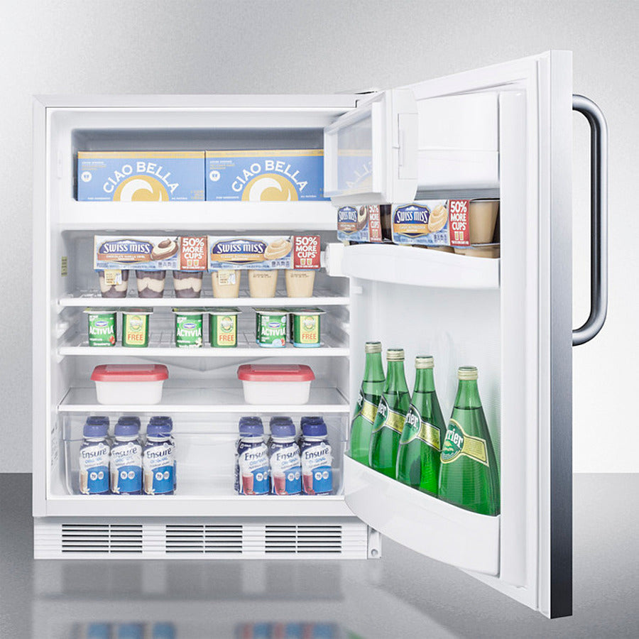 Accucold 24-Inch Wide ADA Compliant Refrigerator Freezer - CT66LWSSTBADA | Compact Under Counter Fridge for Home, Office, or Commercial Use