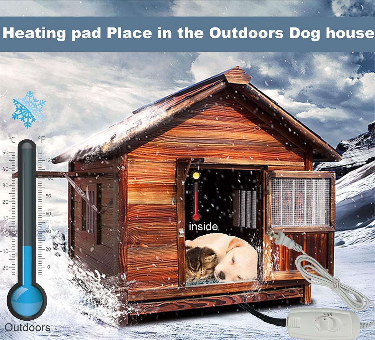 Extra Large Electric Pet Heating Pad - Waterproof & Easy Clean Heated Bed Mat for Dogs & Cats - Perfect for Whelping Boxes, Outdoor Dog Houses & Winter Warmth
