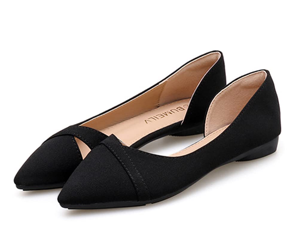 Elegant Women's Pointed Toe Ballet Flats - Soft Suede Slip-On Dress Shoes for Work & Office | Comfortable Professional Flats for Business, Commuting & Formal Occasions