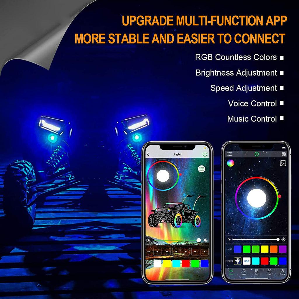 Universal UTV Dome Light & RGB LED Rock Light Set - Interior Roll Bar Cage Mount for Polaris, Can Am, Off-Road Vehicles - Perfect for Night Rides, Camping & Off-Road Adventures
