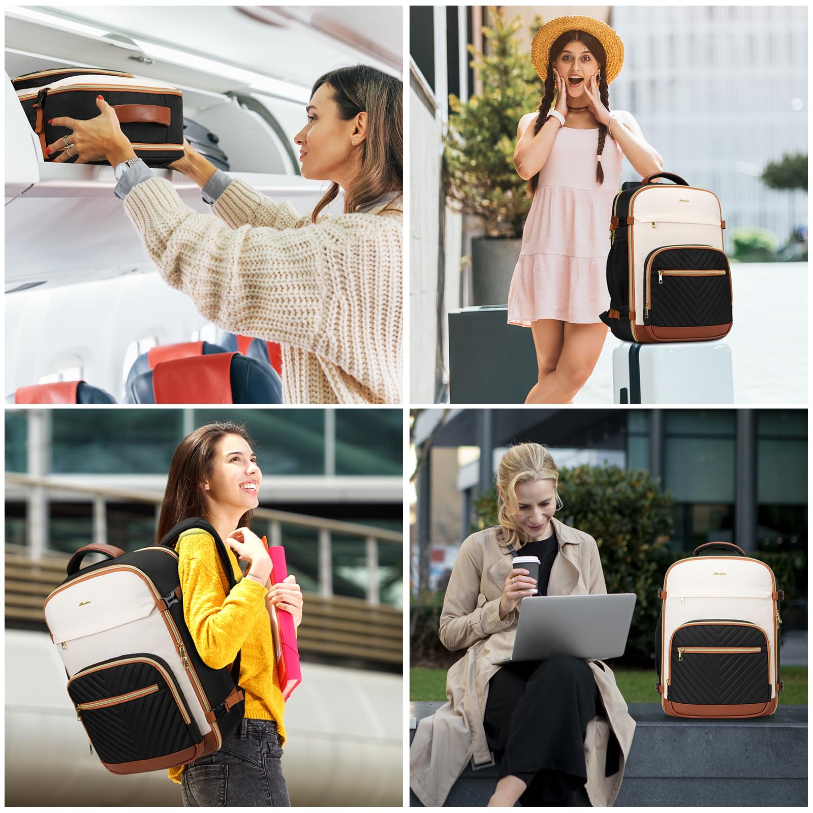 Women's 40L Travel Backpack - Airline Approved Carry On Backpack with Laptop Compartment (Fits 17 Inch), Waterproof Weekender Overnight Bag for Air Travel, Business Trips & Outdoor Adventures
