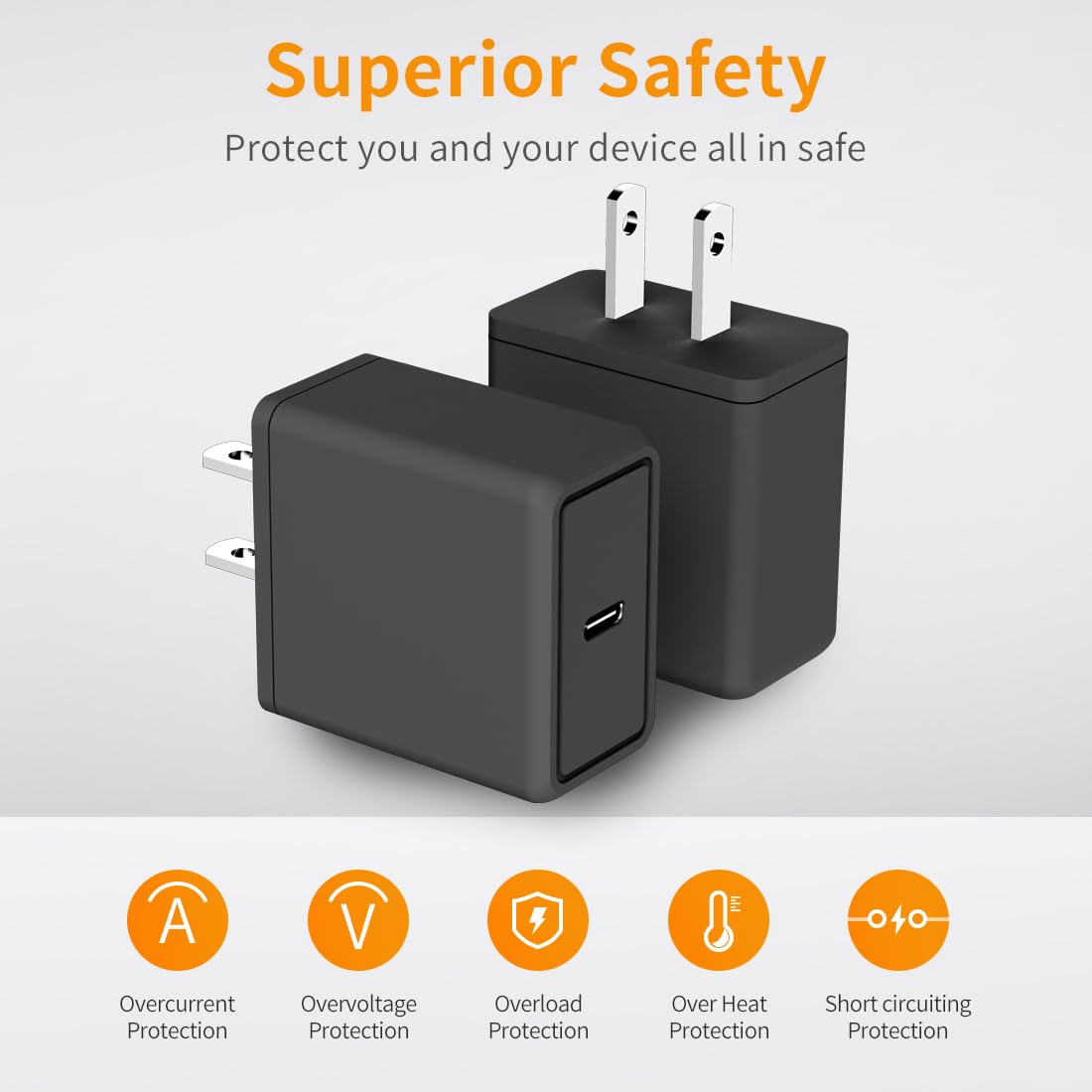 30W PD USB C Fast Charger - Quick Charge 3.0 Compatible with Google Pixel 9 Pro XL/8/7/6 Series, Samsung Galaxy S24/S23 - Includes 6.6ft Type C Cable for Fast Charging at Home, Office & Travel