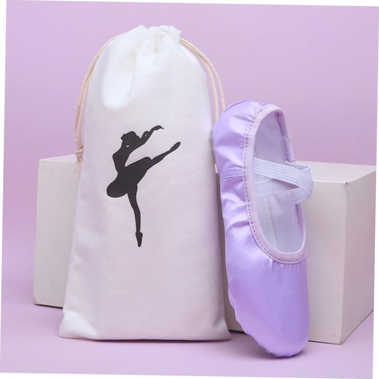 KITANDOVE 4-Piece Canvas Ballet Shoes Bag Set - Drawstring Dance Bags for Girls, Ballet Shoe Storage Pouch, Dance Accessories - Perfect for Ballet Class, Dance Practice & Shoe Organization