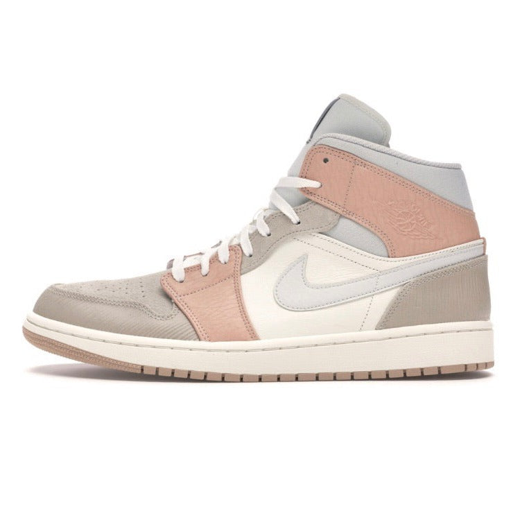 Air Jordan 1 Mid Sneakers - Milan Sail/Light Bone/Shimmer Colorway - Men's Basketball Shoes for Casual Wear & Street Style