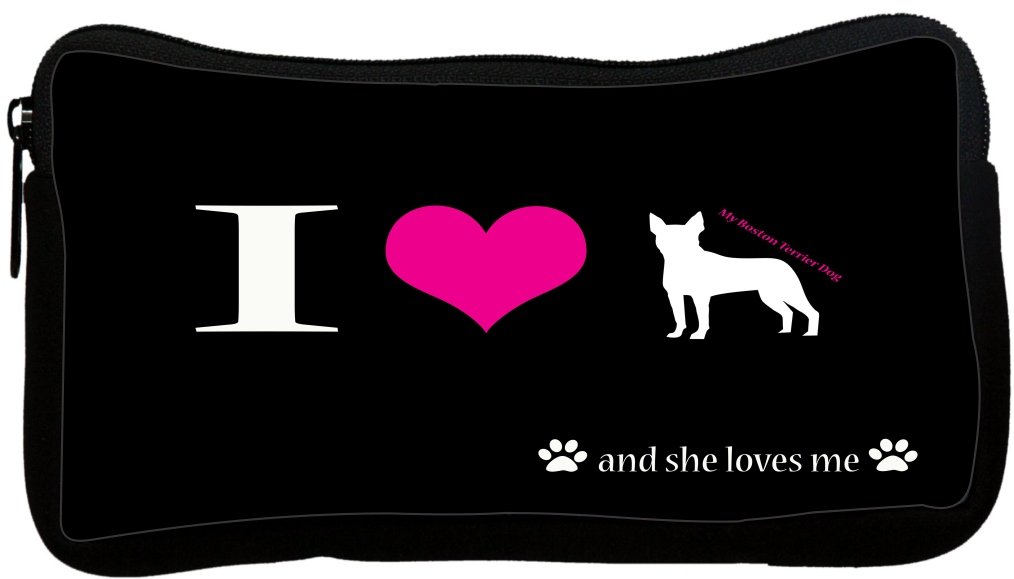 Boston Terrier Dog Themed Neoprene Pencil Case - Cute School & Office Supplies for Dog Lovers (dky-Neo-pc8503) | Perfect for Students, Teachers & Pet Owners