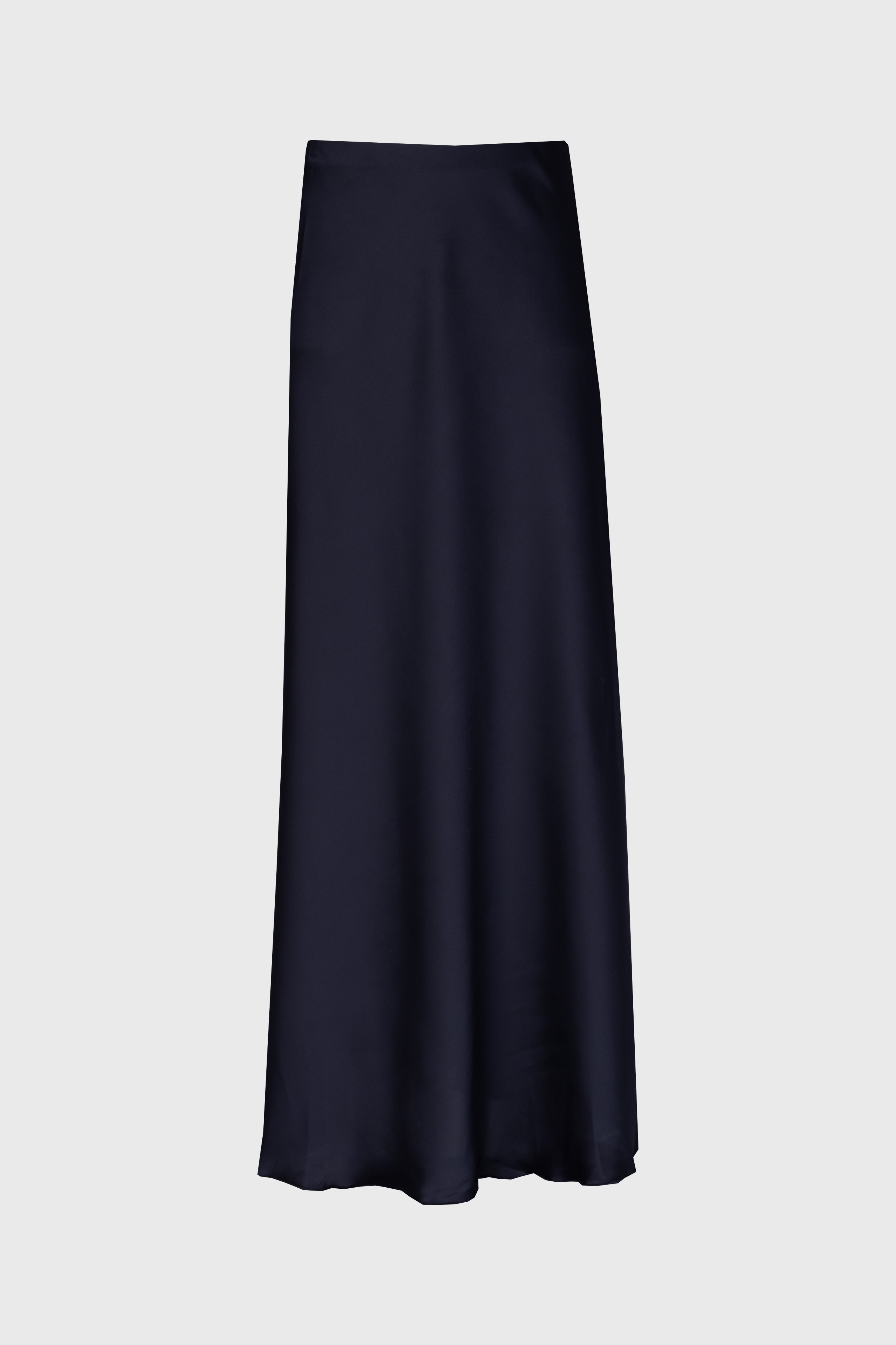 Elegant Navy Blue A-Line Satin Maxi Skirt for Women - Perfect for Weddings, Parties & Formal Occasions