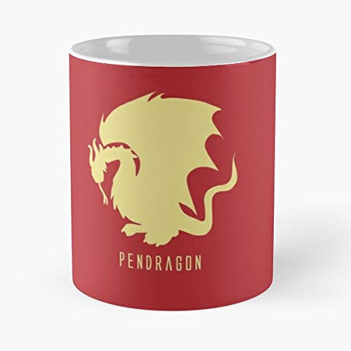 Pendragon Symbol Merlin Classic Coffee Mug - 11oz Funny White Ceramic Mug for Halloween, Christmas & Holiday Party Decorations | Perfect Gift for Wizards & Fantasy Fans