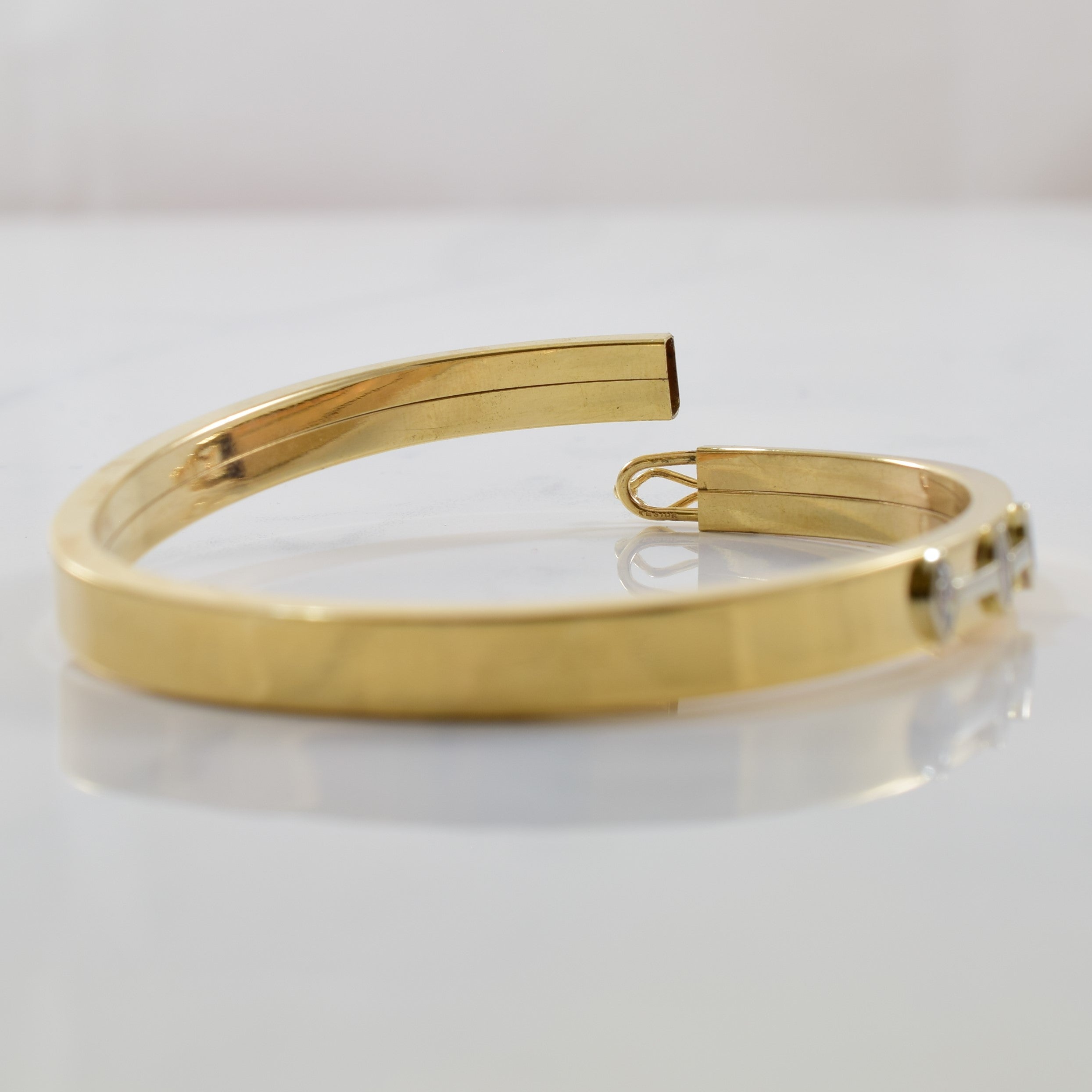 Elegant Three Stone Marquise Diamond Bangle - 0.27ctw | Size 7 | Perfect for Weddings, Anniversaries & Special Occasions