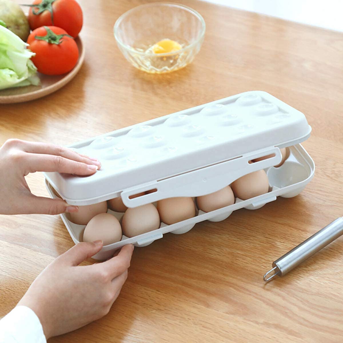 ONPRIX 18-Grid Stackable Egg Storage Container with Lid - BPA-Free Plastic Refrigerator Egg Organizer Tray (1 Pack) - Perfect for Kitchen, Fridge & Farm Fresh Egg Storage