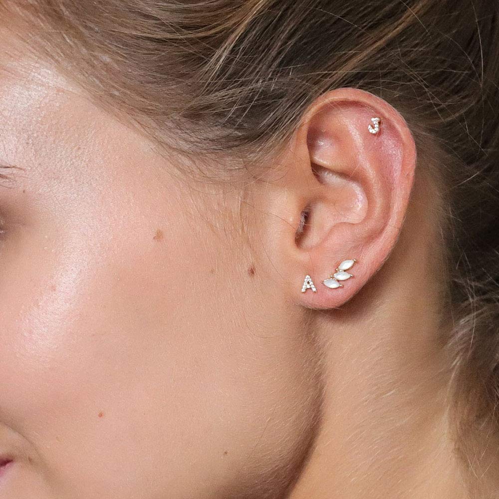 MONOOC Initial Stud Earrings for Women & Girls - Hypoallergenic S925 Sterling Silver Cubic Zirconia Letter Earrings | Birthday Gifts, Everyday Wear, Party Jewelry for Teens & Kids