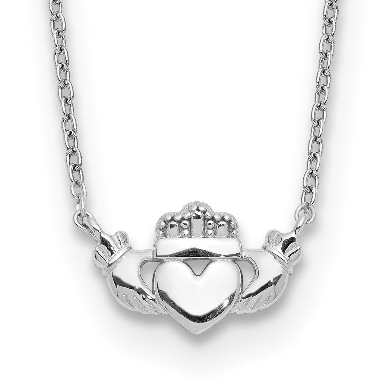 14K White Gold Claddagh Necklace for Women - Irish Love Friendship Loyalty Pendant - Perfect for Valentine's Day, Anniversary & Wedding Gifts