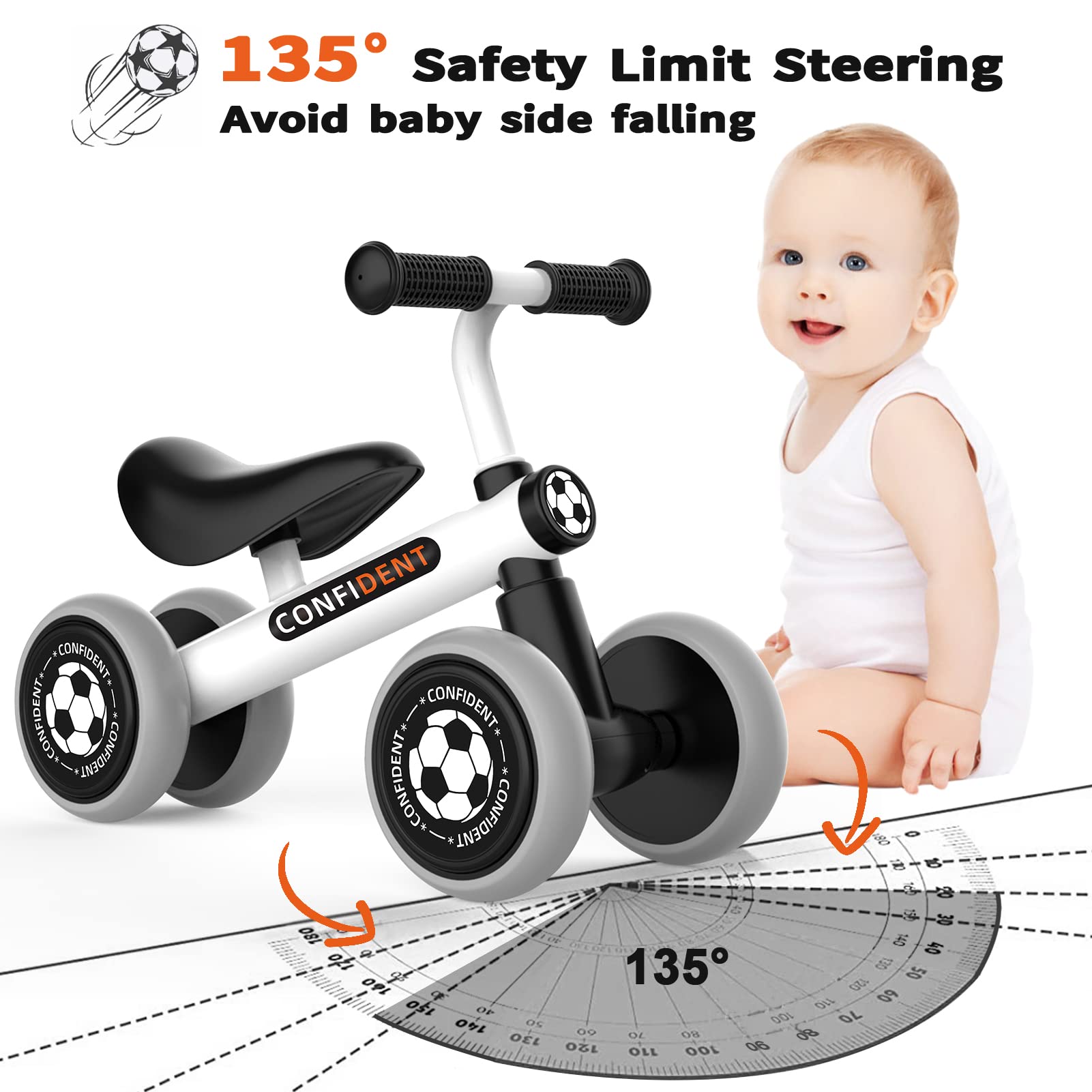 Xiapia Baby Balance Bike for 1-2 Year Old Girls | 4-Wheel No Pedal Steel Frame Toddler Bike | First Birthday Gift for 10-24 Month Olds | Perfect for Indoor Play & Outdoor Learning to Ride