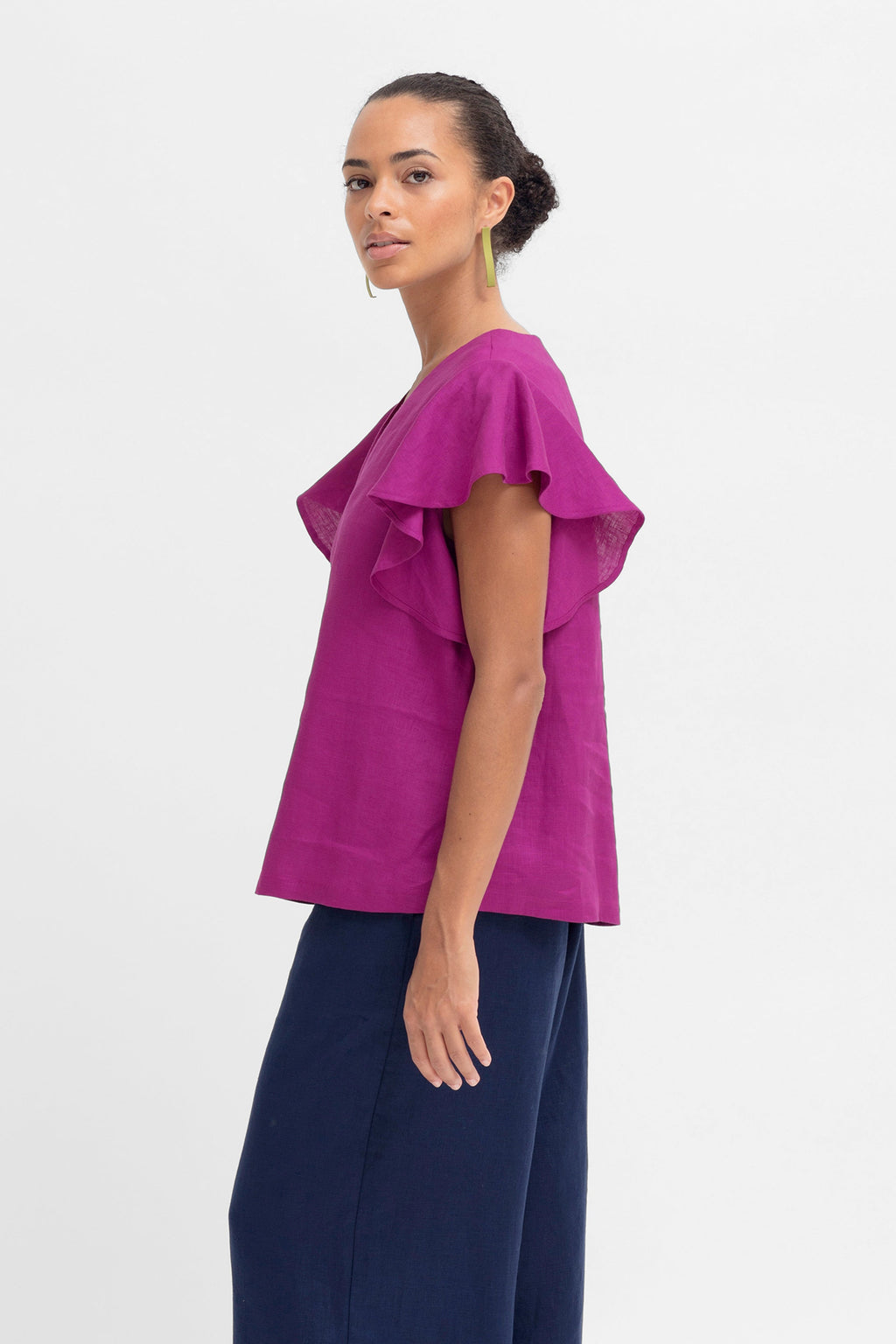 ELK Women's Linen Blouse - Soft Breathable Short Sleeve Tunic Top for Summer, Casual Wear & Beach Outfits