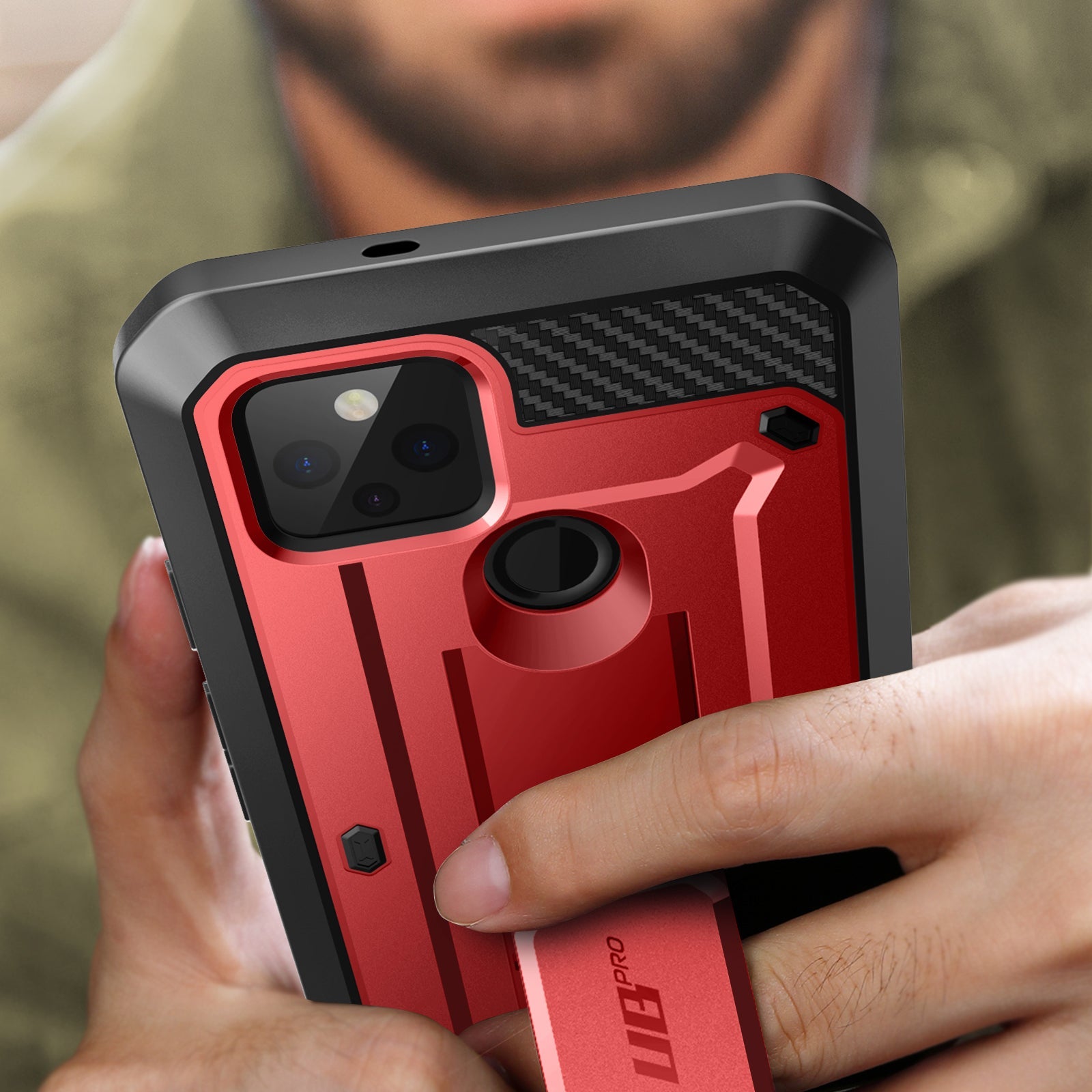 Google Pixel 5 (2020) Unicorn Beetle PRO Rugged Holster Case - Shockproof & Heavy Duty Protection - Metallic Red (Open Box) - Perfect for Outdoor Activities, Construction Work & Extreme Sports