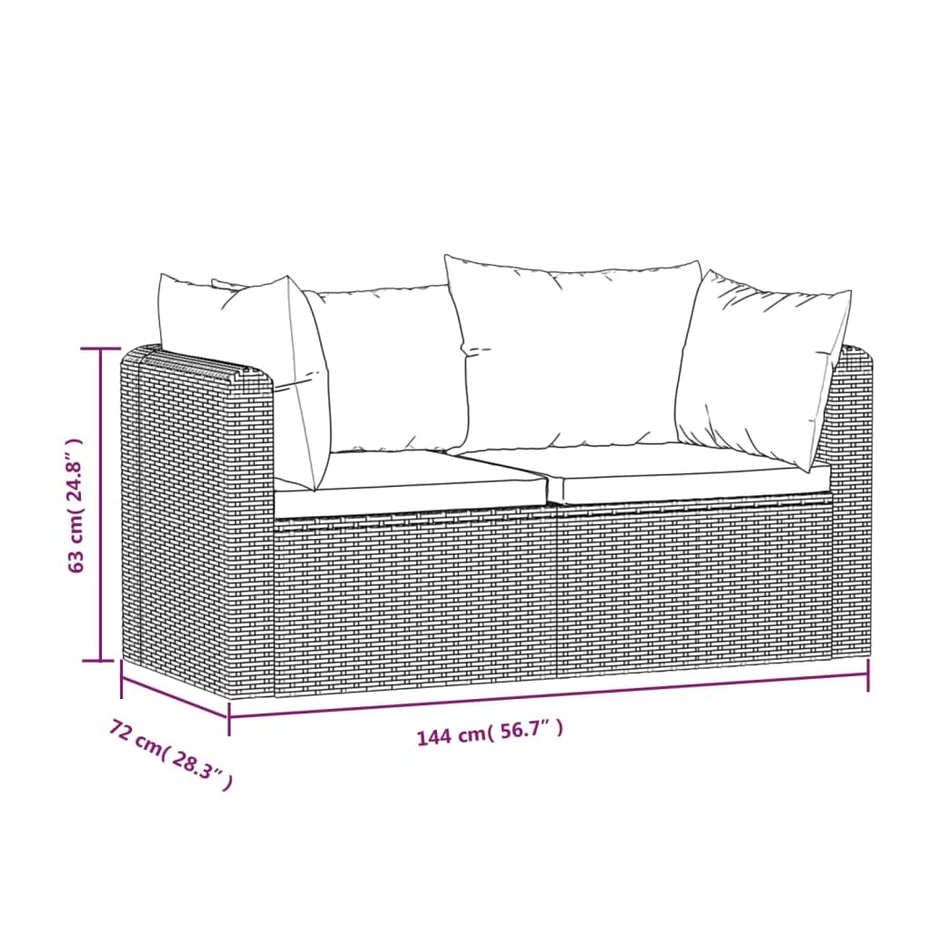 vidaXL Two-Piece Patio Sofa Set - Comfortable Outdoor Furniture with Cushions, Durable Steel Frame & Handwoven PE Rattan in Black - Perfect for Garden, Backyard, and Poolside Relaxation