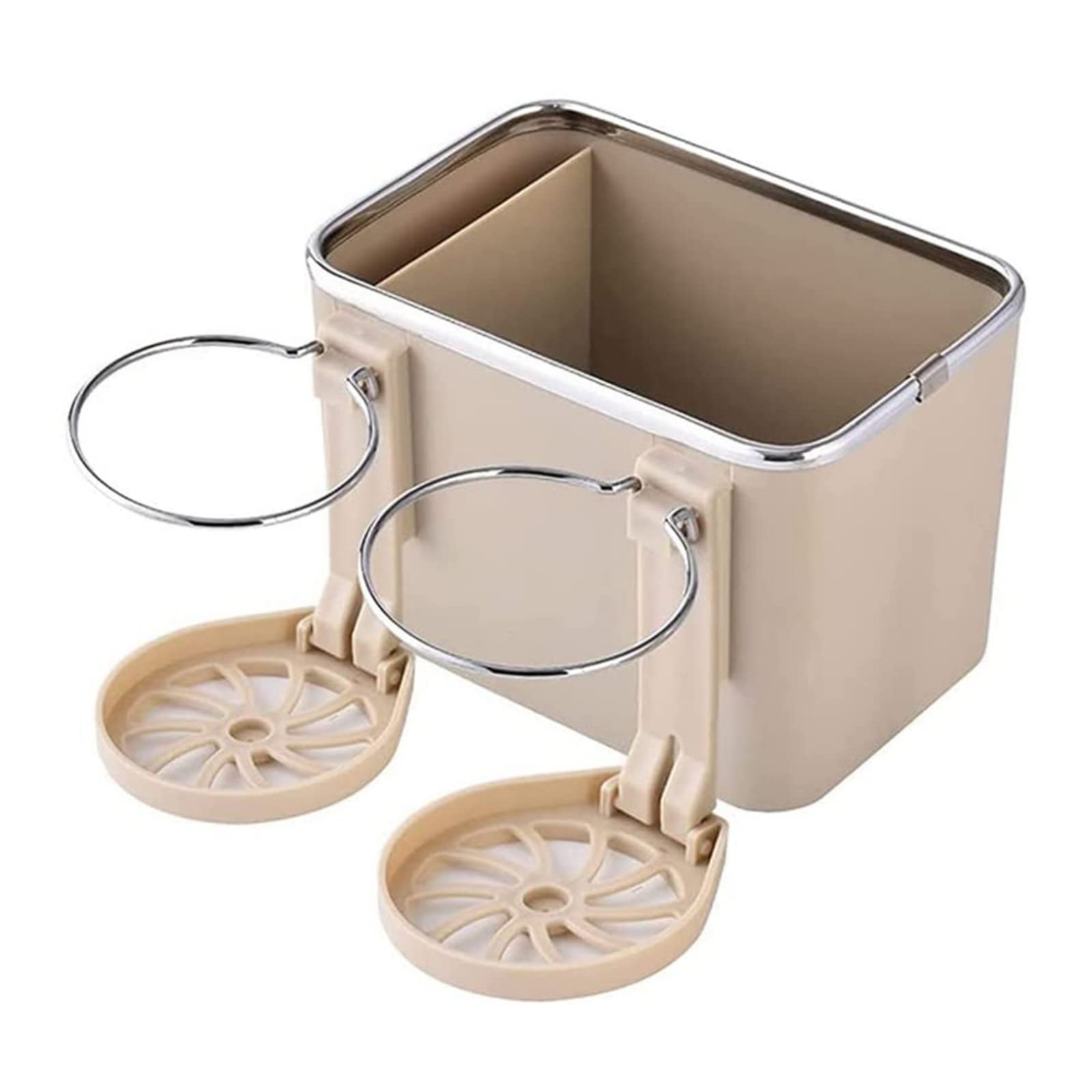 Universal Car Armrest Storage Organizer - Foldable Cup Holder Tray with Phone Pocket, Tissue Box & Drink Holder for Coffee, Water Bottles | Perfect for Road Trips, Commuting & Family Travel