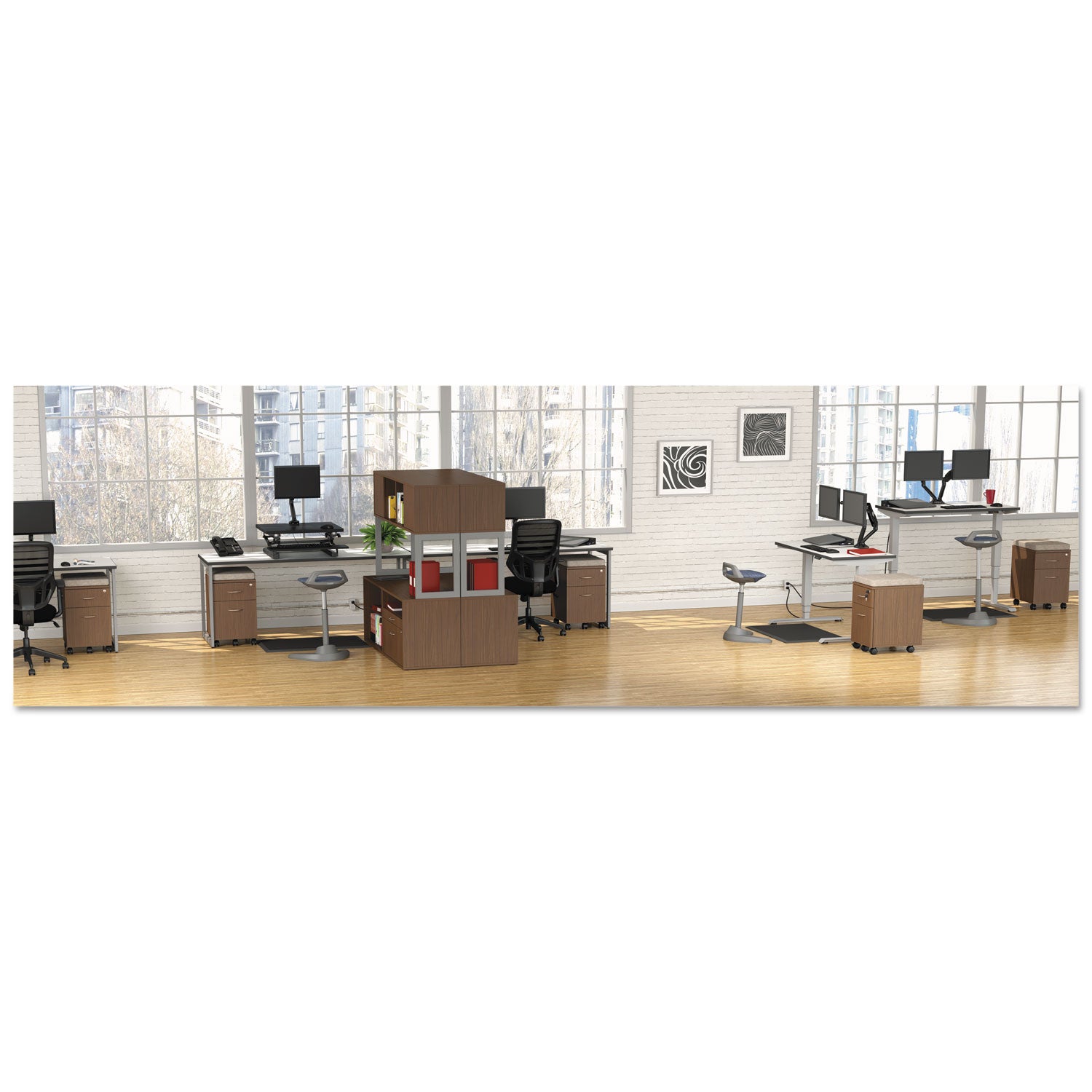 Alera Valencia Series Mobile Pedestal with 2 Drawers - Left/Right Handed, Box/File Storage for Legal/Letter Size, Modern Walnut Finish (15.88