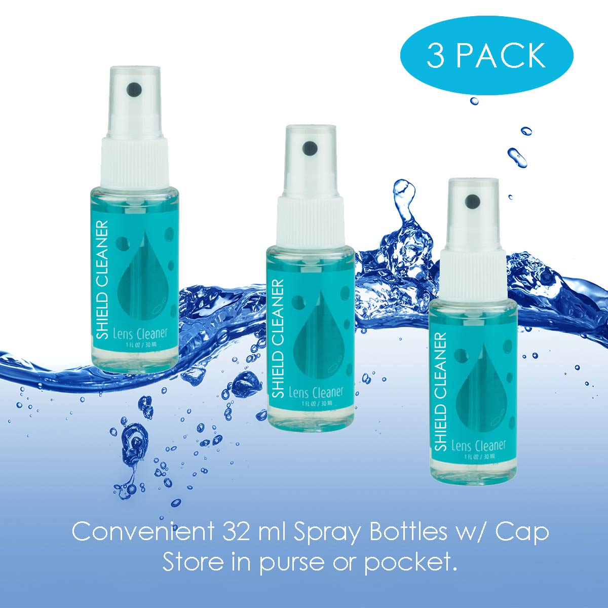 proSPORT 3-Pack Lens Cleaner Spray for Glasses, Sunglasses & Phone Screens - Anti-Fog, Streak-Free Cleaning for Sports, Driving & Outdoor Activities