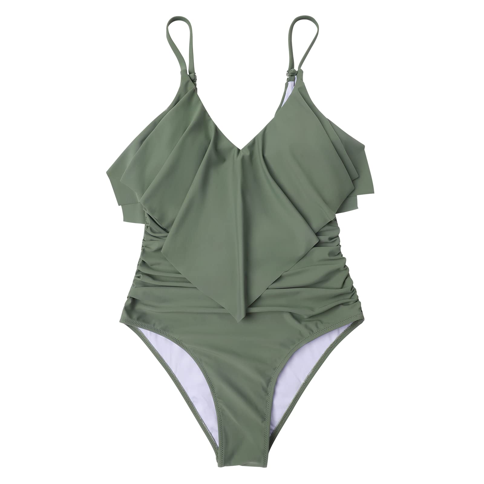 SUUKSESS Women's Slimming One Piece Swimsuit with Ruffle & Ruched Tummy Control - Sexy Bathing Suit for Beach, Pool, Vacation & Summer Activities