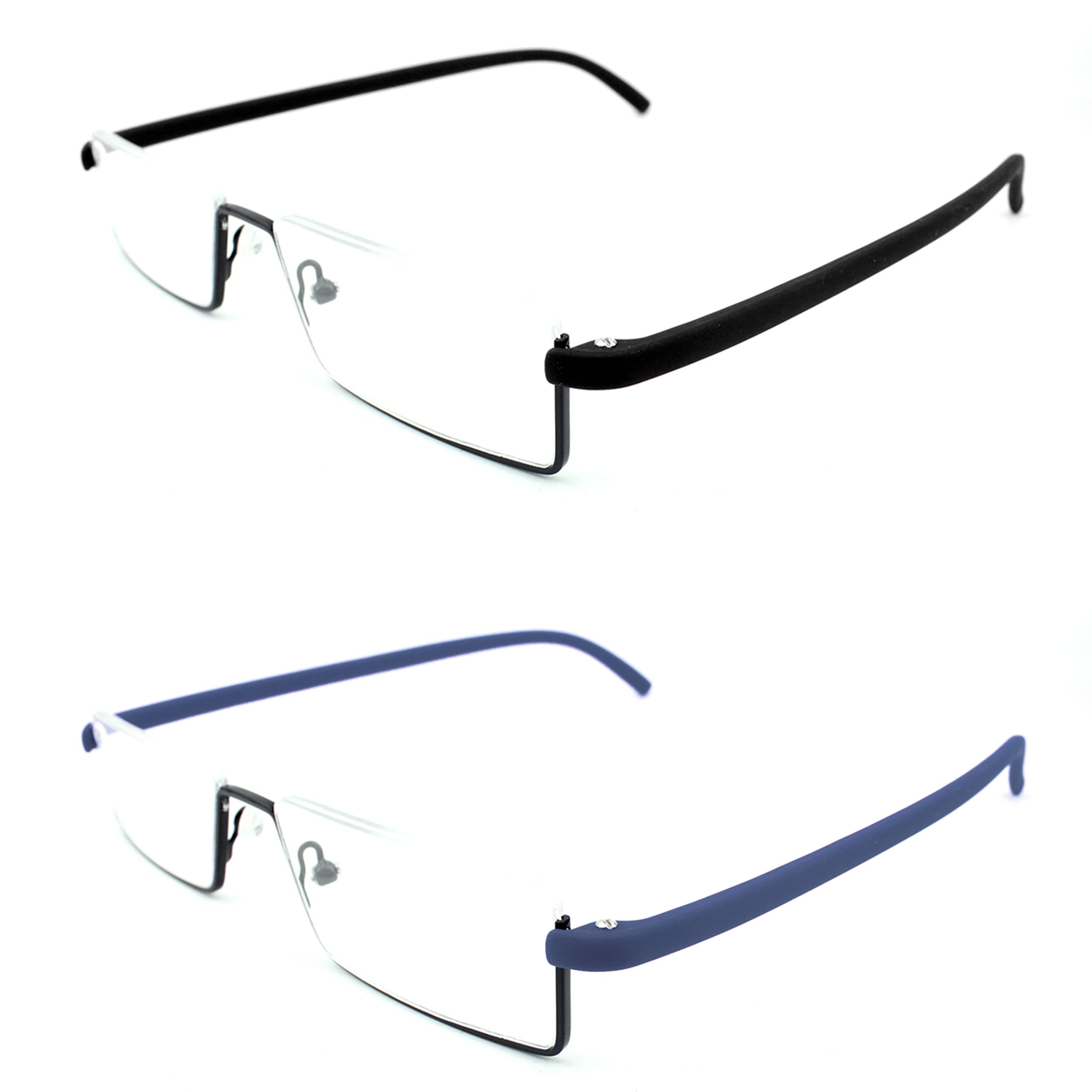 Half Frame Reading Glasses with Portable Case - Thin Lightweight Readers for Women & Men (2 Pairs +1.5 Magnification) - Perfect for Reading, Office Work, and Daily Use