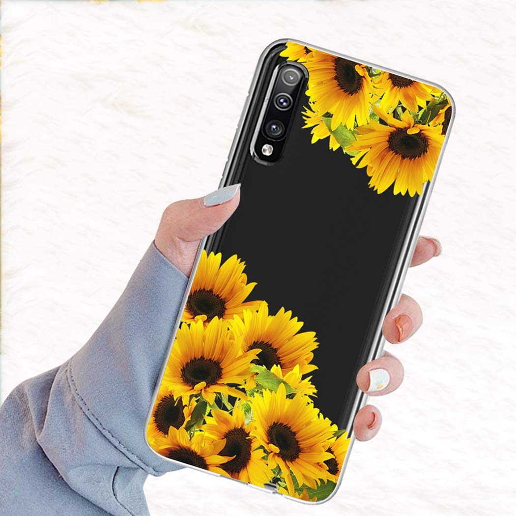 **Samsung Galaxy A50 / A30S / A50S Case for Women - Cute Clear Slim Shockproof TPU Rubber Phone Cover with Sunflower Design - Perfect for Everyday Use, Work & Travel**